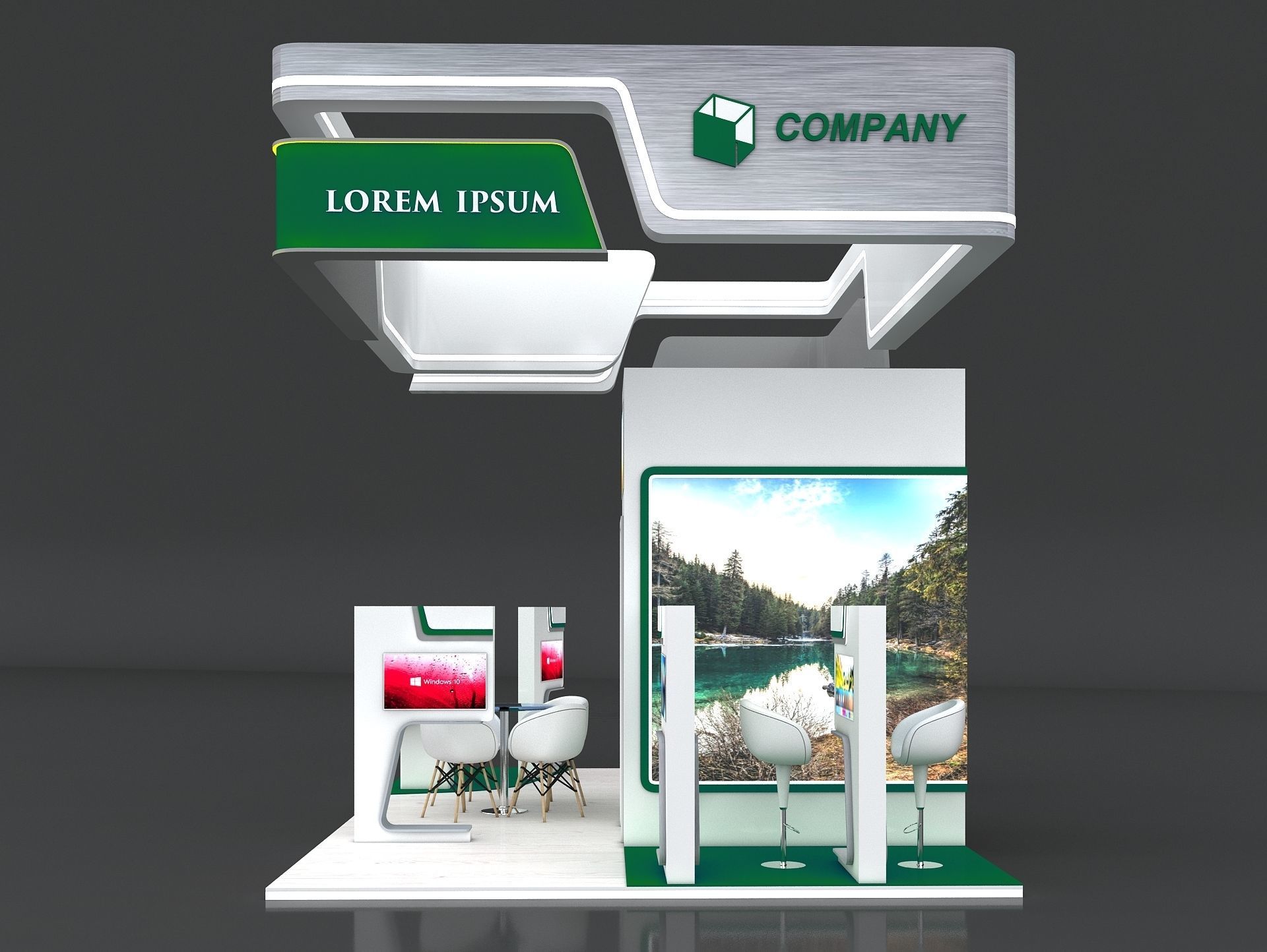 Exhibition Booth Stand Stall 4x6m Height 400 cm 4 Side Open 3D model_4