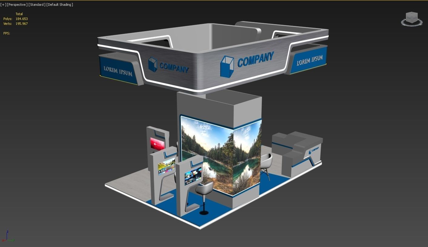 Exhibition Booth Stand Stall 4x6m Height 400 cm 4 Side Open 3D model_7
