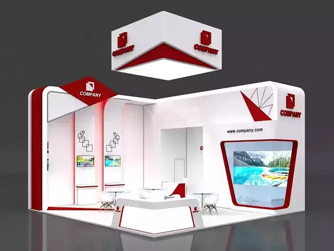 Exhibition Booth Stand Stall 8x8m Height 500 cm 2 Side Open 3D model