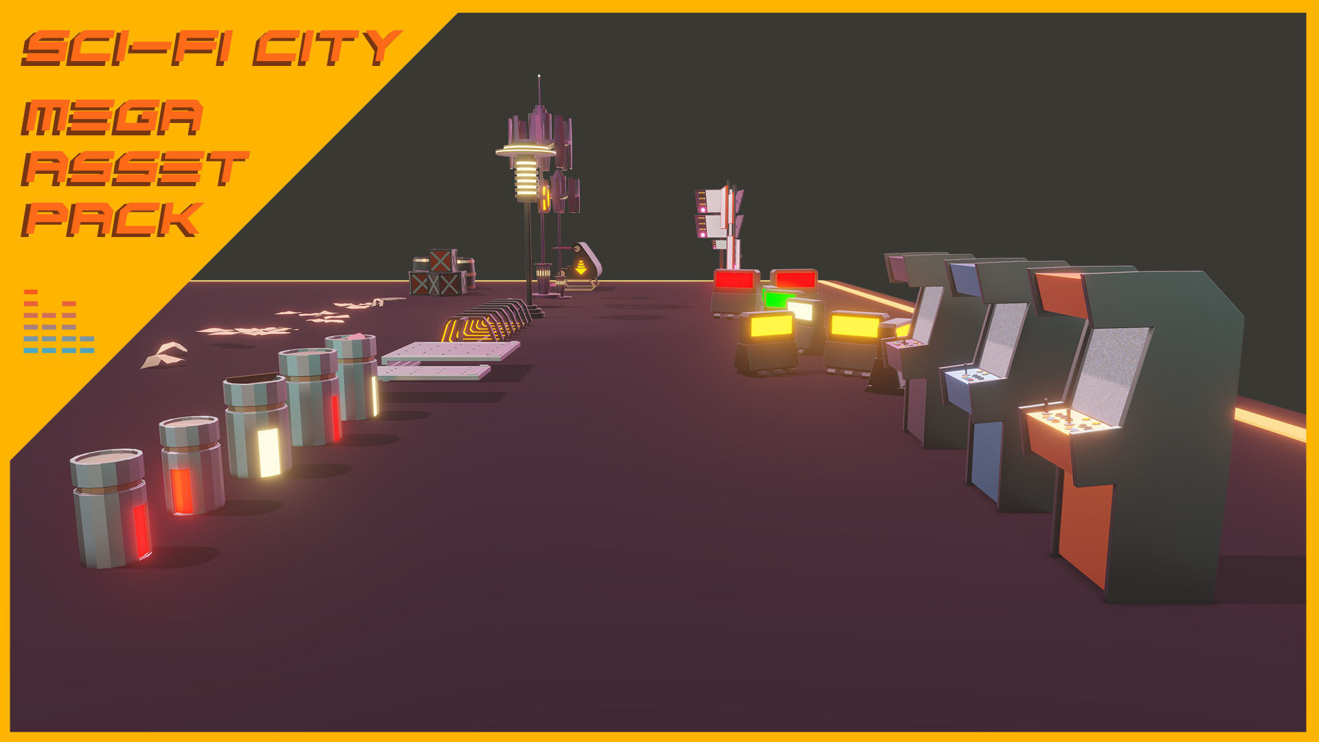 Scifi City Mega Asset Pack Low-poly 3D model_18