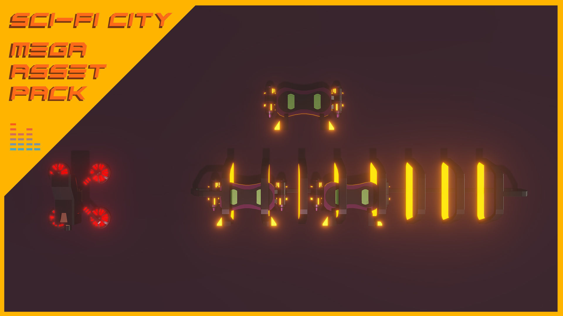 Scifi City Mega Asset Pack Low-poly 3D model_21