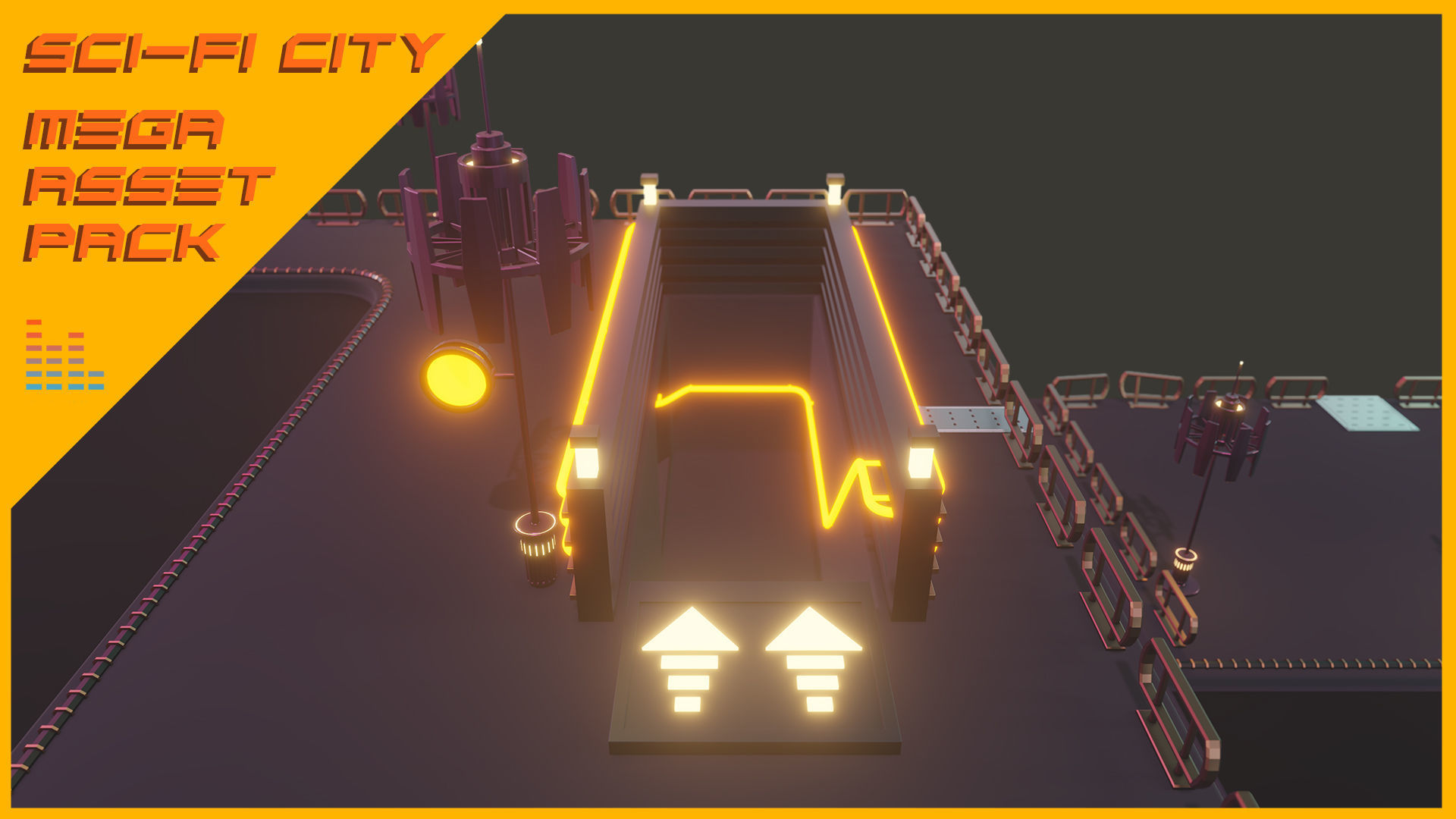 Scifi City Mega Asset Pack Low-poly 3D model_45