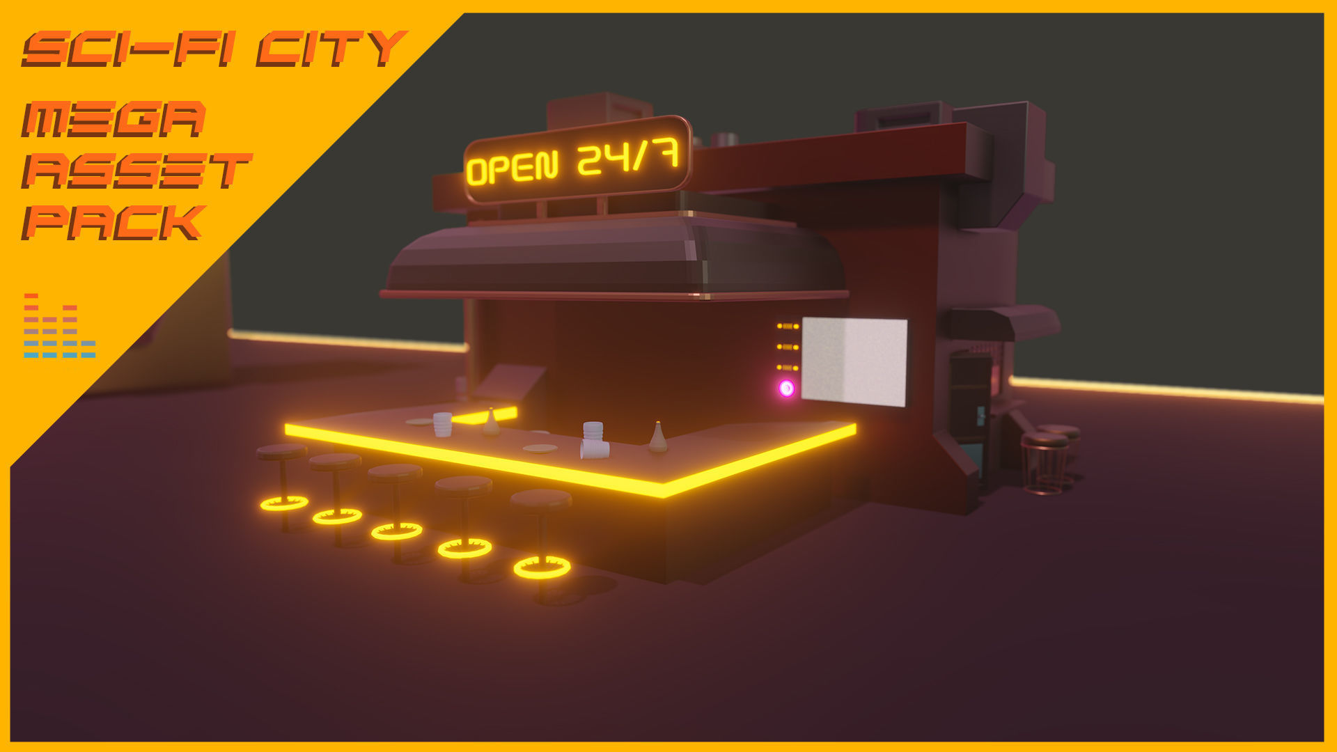 Scifi City Mega Asset Pack Low-poly 3D model_9