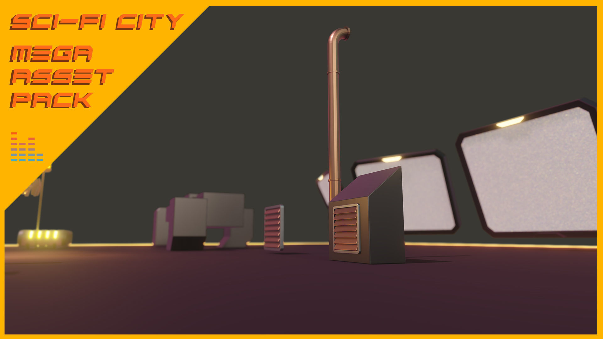 Scifi City Mega Asset Pack Low-poly 3D model_40