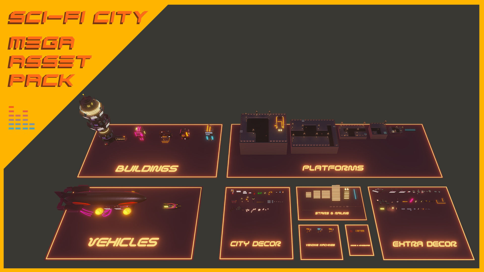 Scifi City Mega Asset Pack Low-poly 3D model_2
