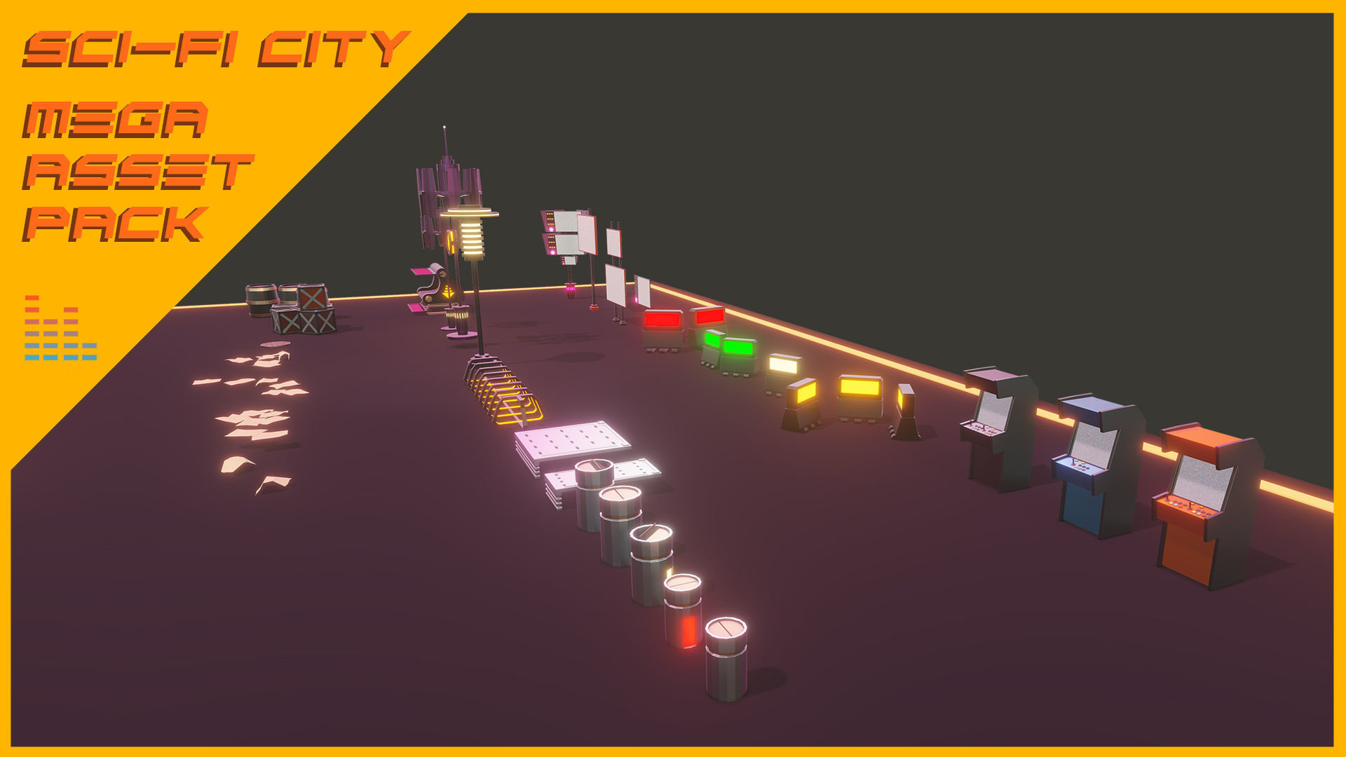 Scifi City Mega Asset Pack Low-poly 3D model_15