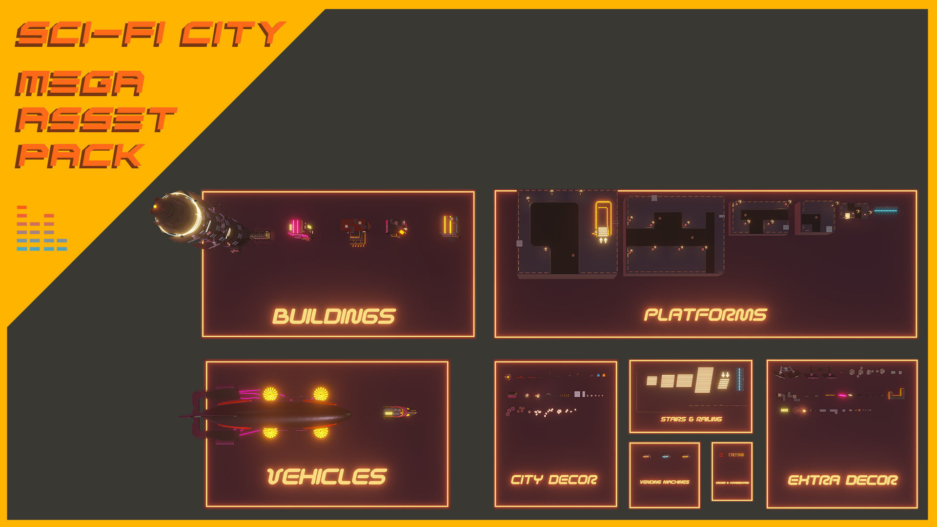 Scifi City Mega Asset Pack Low-poly 3D model_3