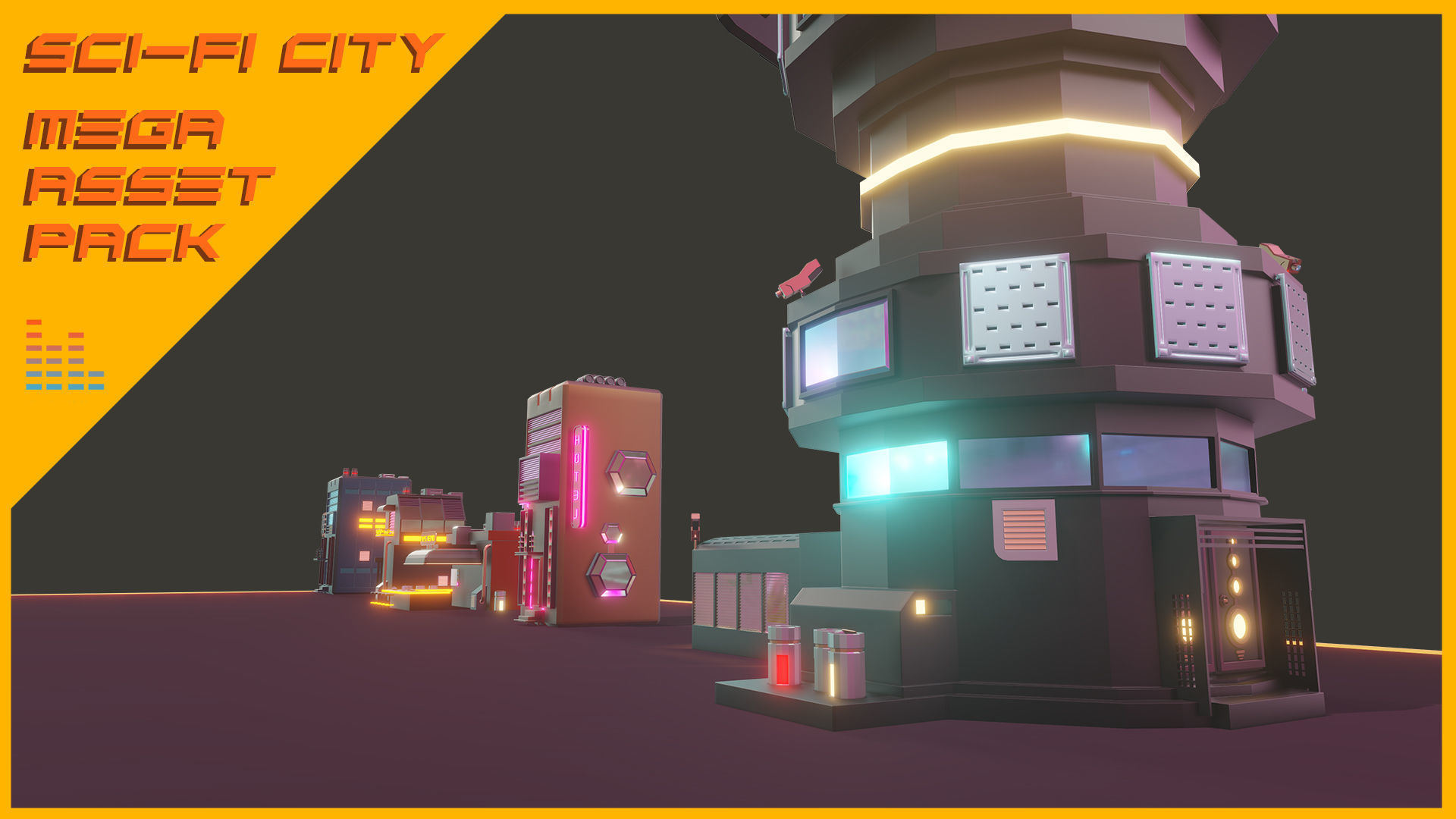 Scifi City Mega Asset Pack Low-poly 3D model_6