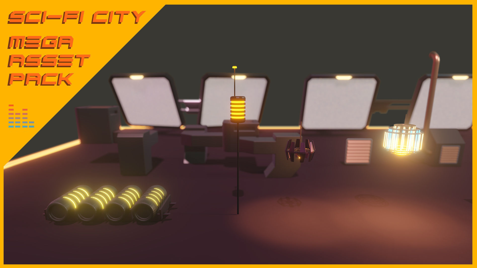Scifi City Mega Asset Pack Low-poly 3D model_35