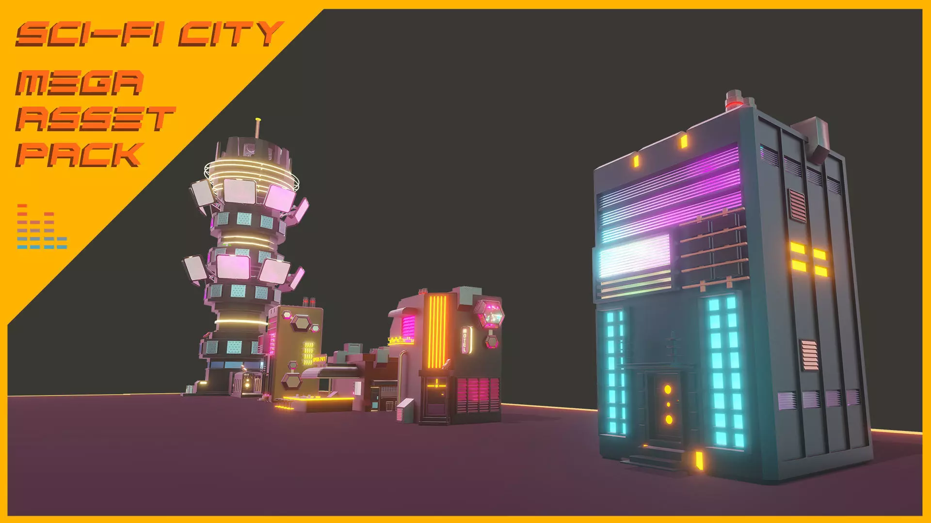 Scifi City Mega Asset Pack Low-poly 3D model_0