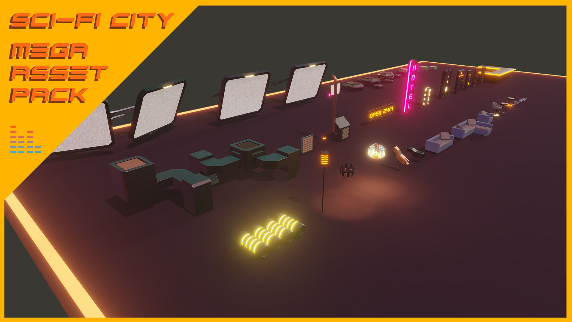 Scifi City Mega Asset Pack Low-poly 3D model_34