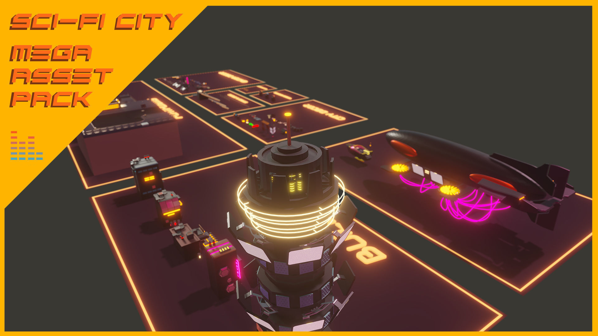 Scifi City Mega Asset Pack Low-poly 3D model_1