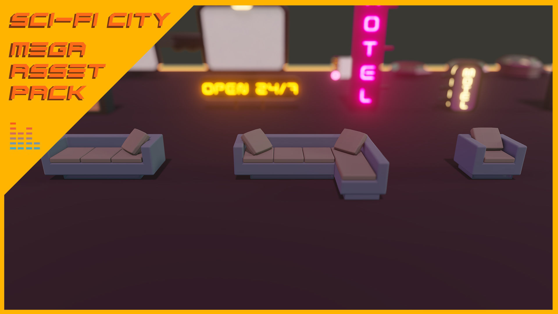 Scifi City Mega Asset Pack Low-poly 3D model_36