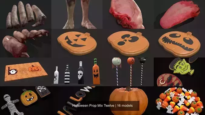 Halloween Prop Mix Twelve 3D Model Collection