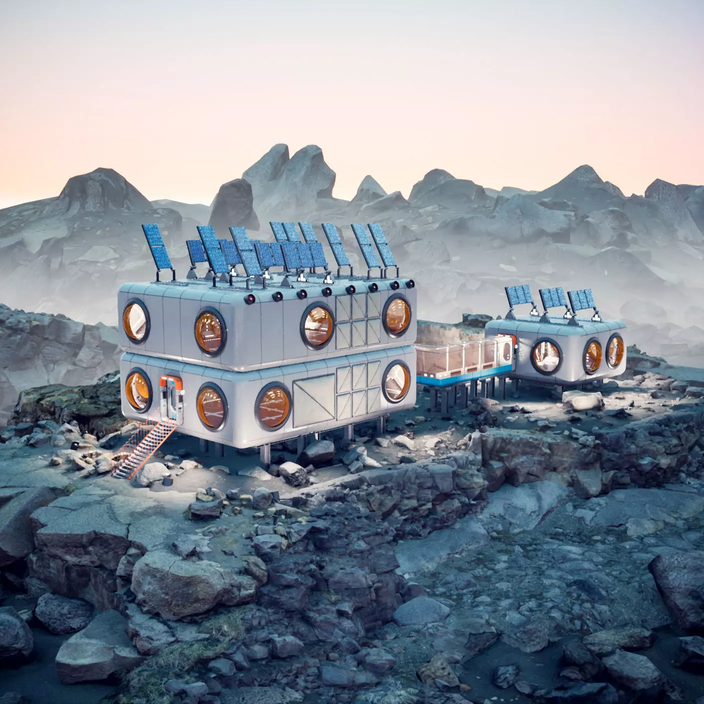 Modular Moon Station 3D model_0