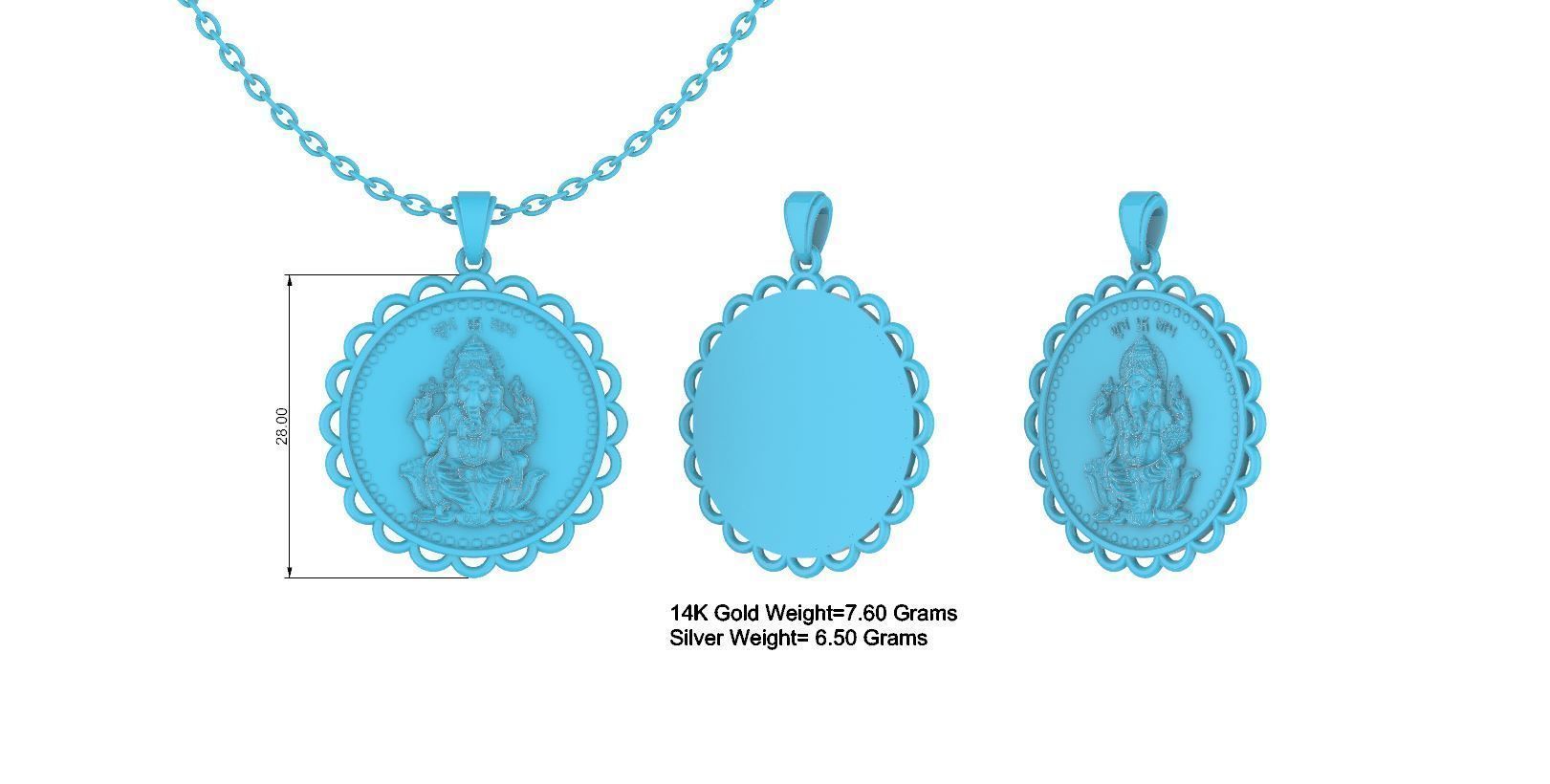 Ganesh Ji Gold Necklace Design  3D print model_1
