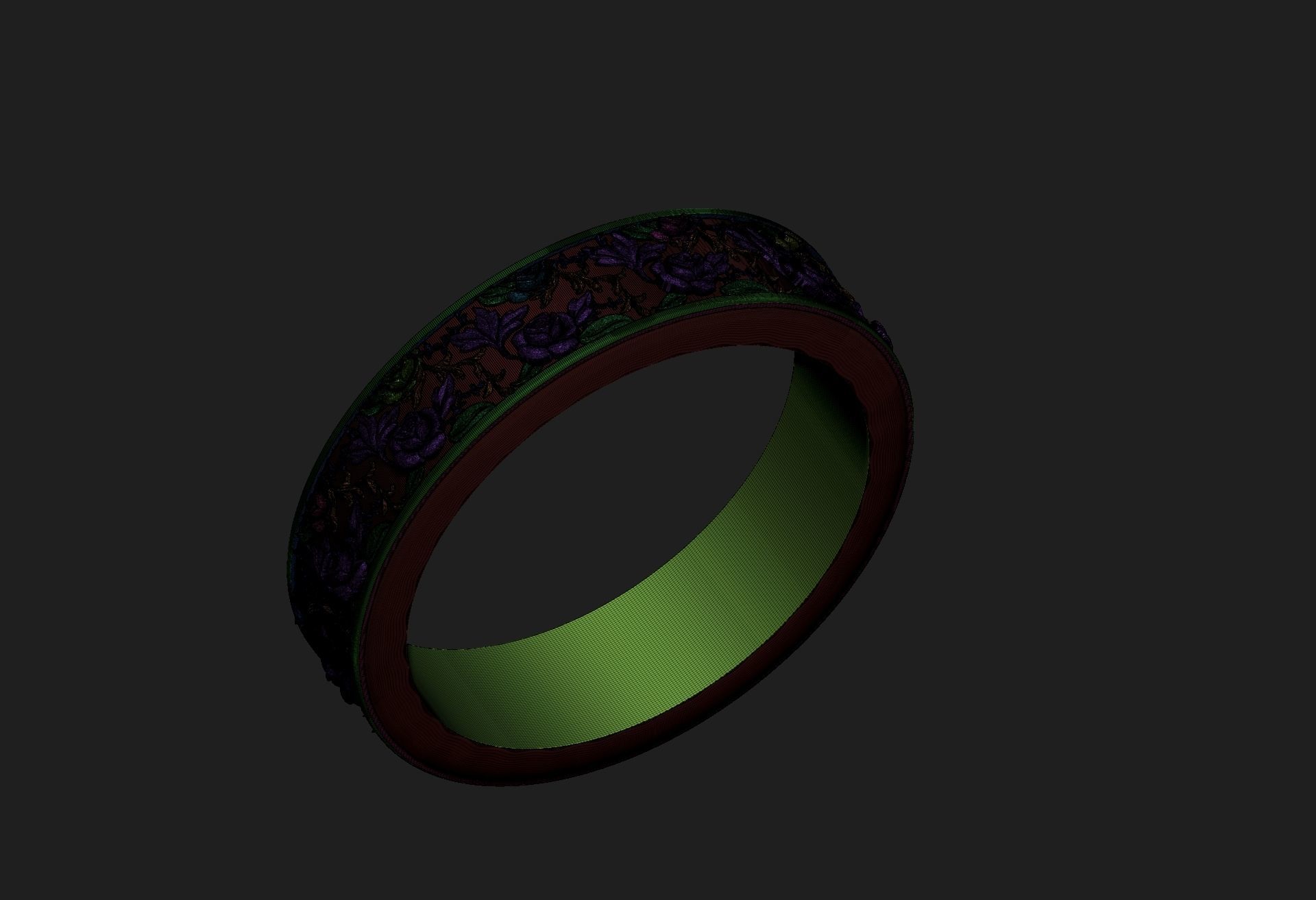 Ring with roses 3D print model_6