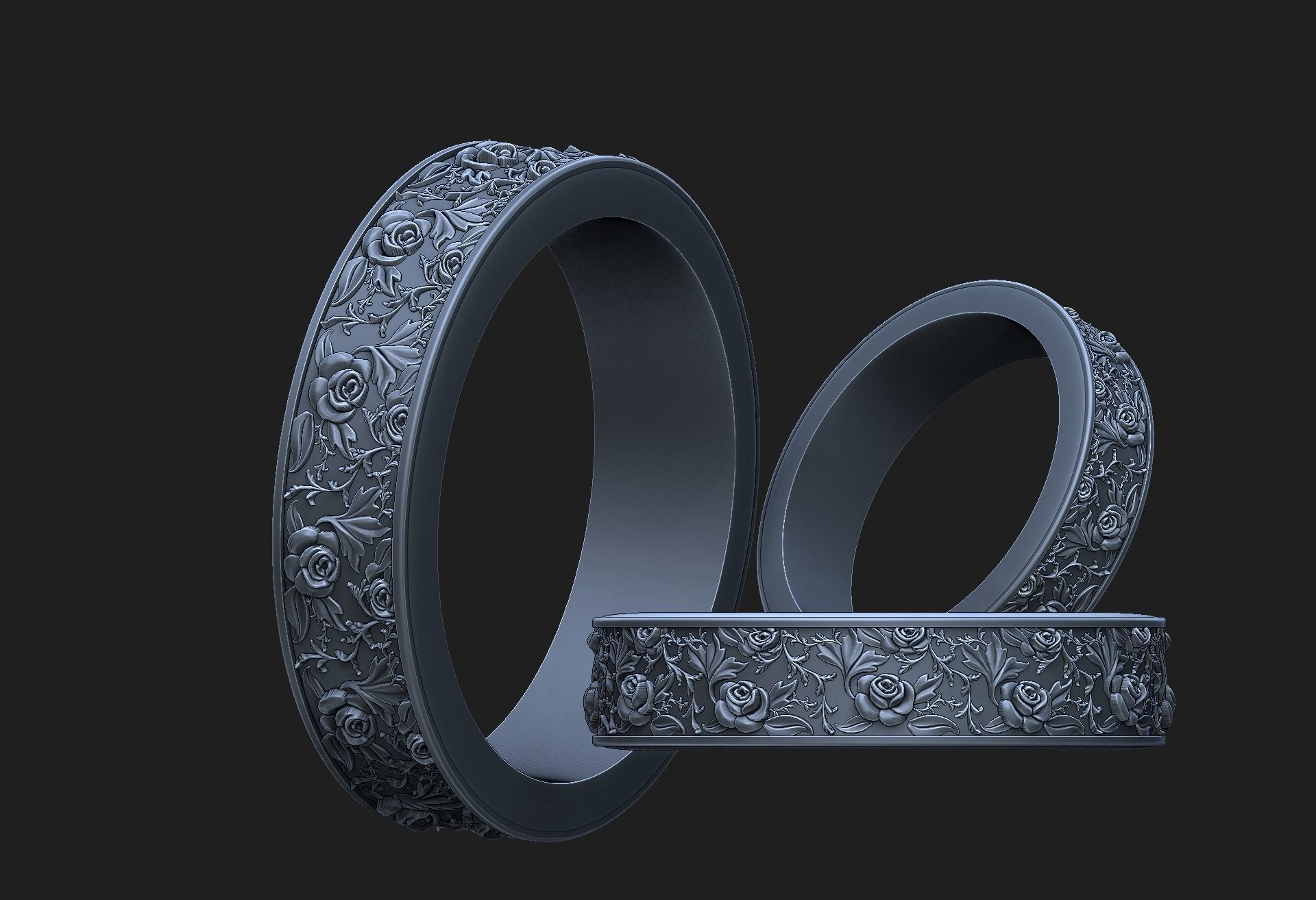 Ring with roses 3D print model_4
