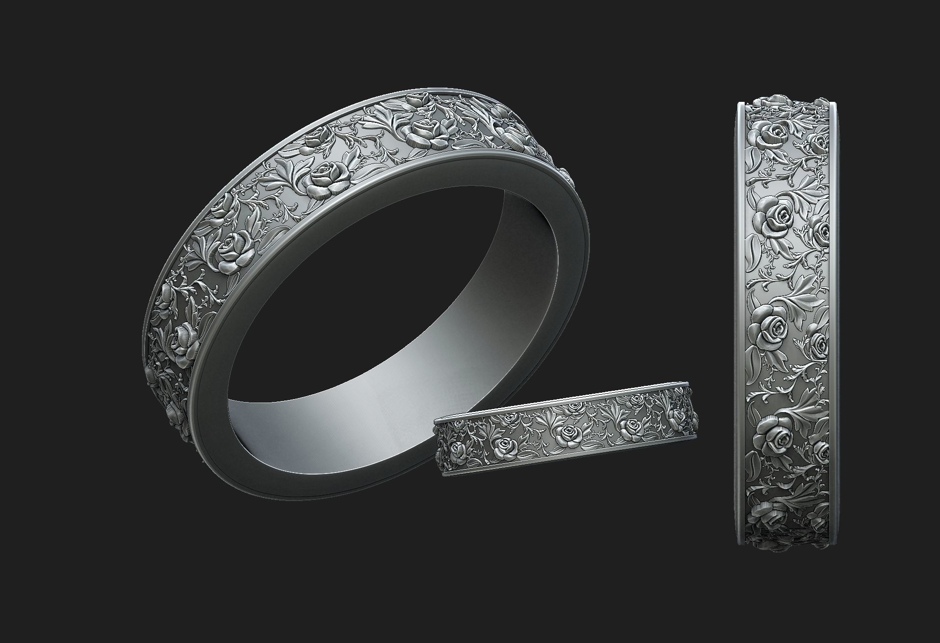 Ring with roses 3D print model_2