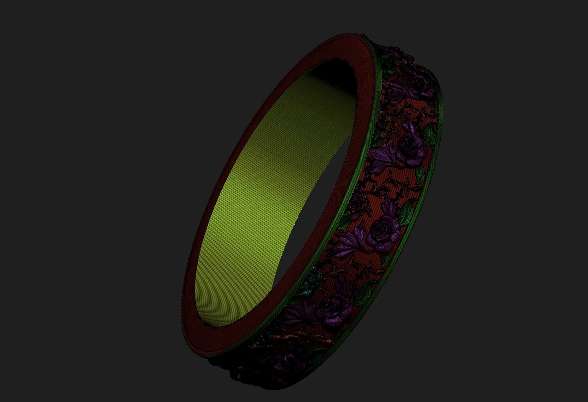 Ring with roses 3D print model_5