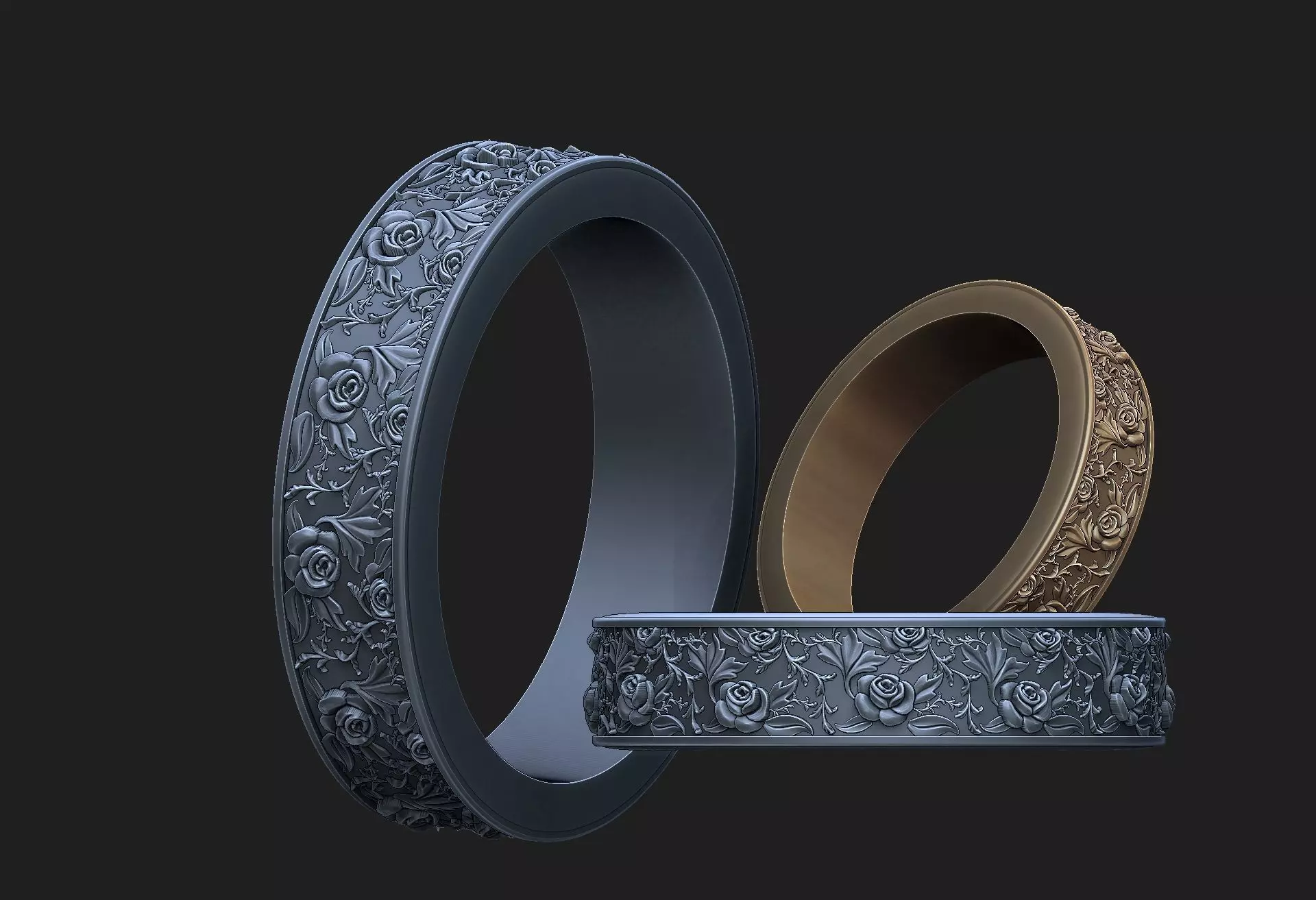 Ring with roses 3D print model_0