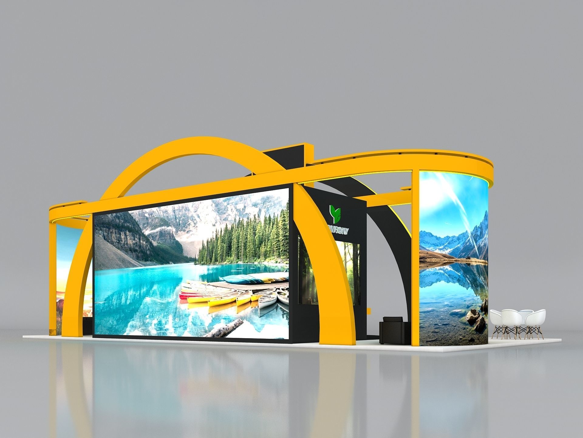 Exhibition Stand Stall 14x7m Height 550 cm 4 Side Open 3D model_3