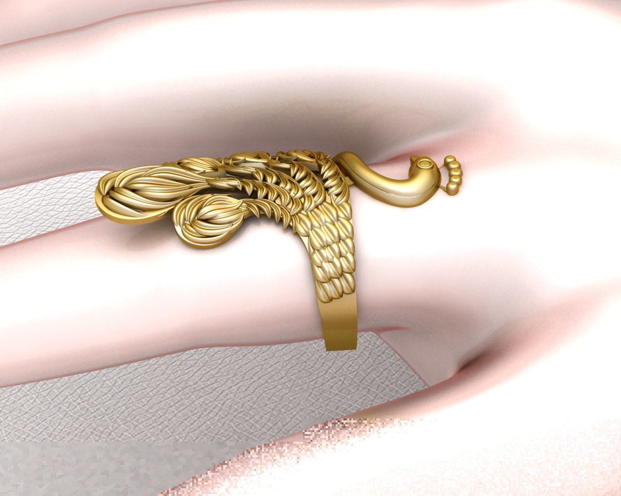 Peacock Ring diamond ring new ring 3D Model 3D print model 3D print model_5