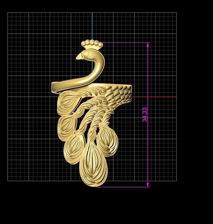 Peacock Ring diamond ring new ring 3D Model 3D print model 3D print model_2