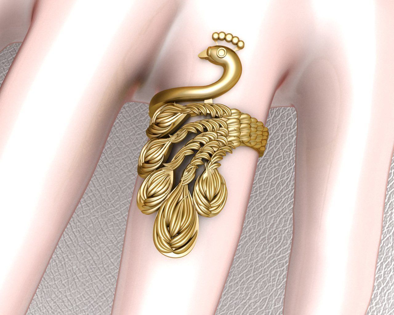 Peacock Ring diamond ring new ring 3D Model 3D print model 3D print model_3