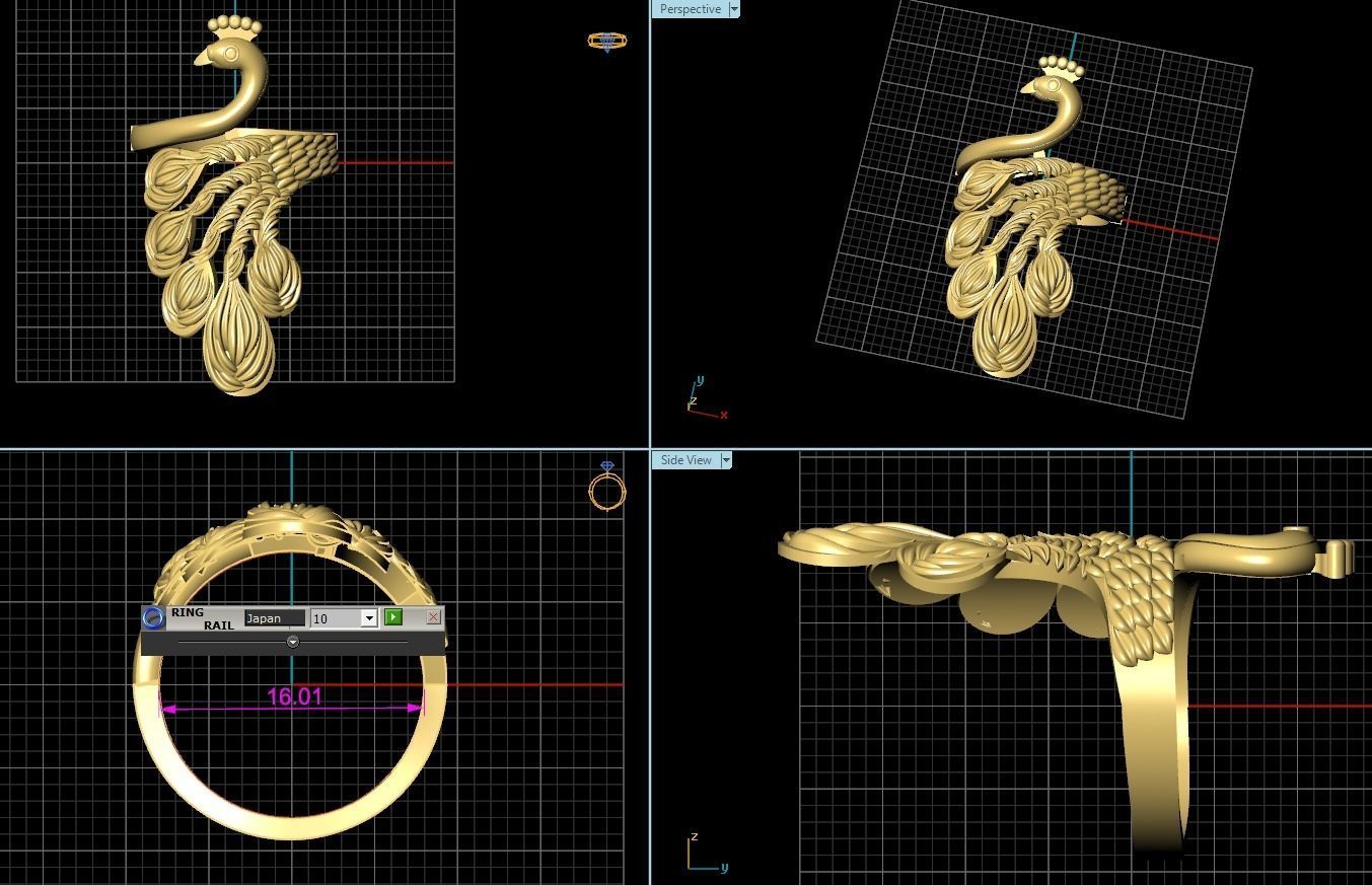 Peacock Ring diamond ring new ring 3D Model 3D print model 3D print model_8
