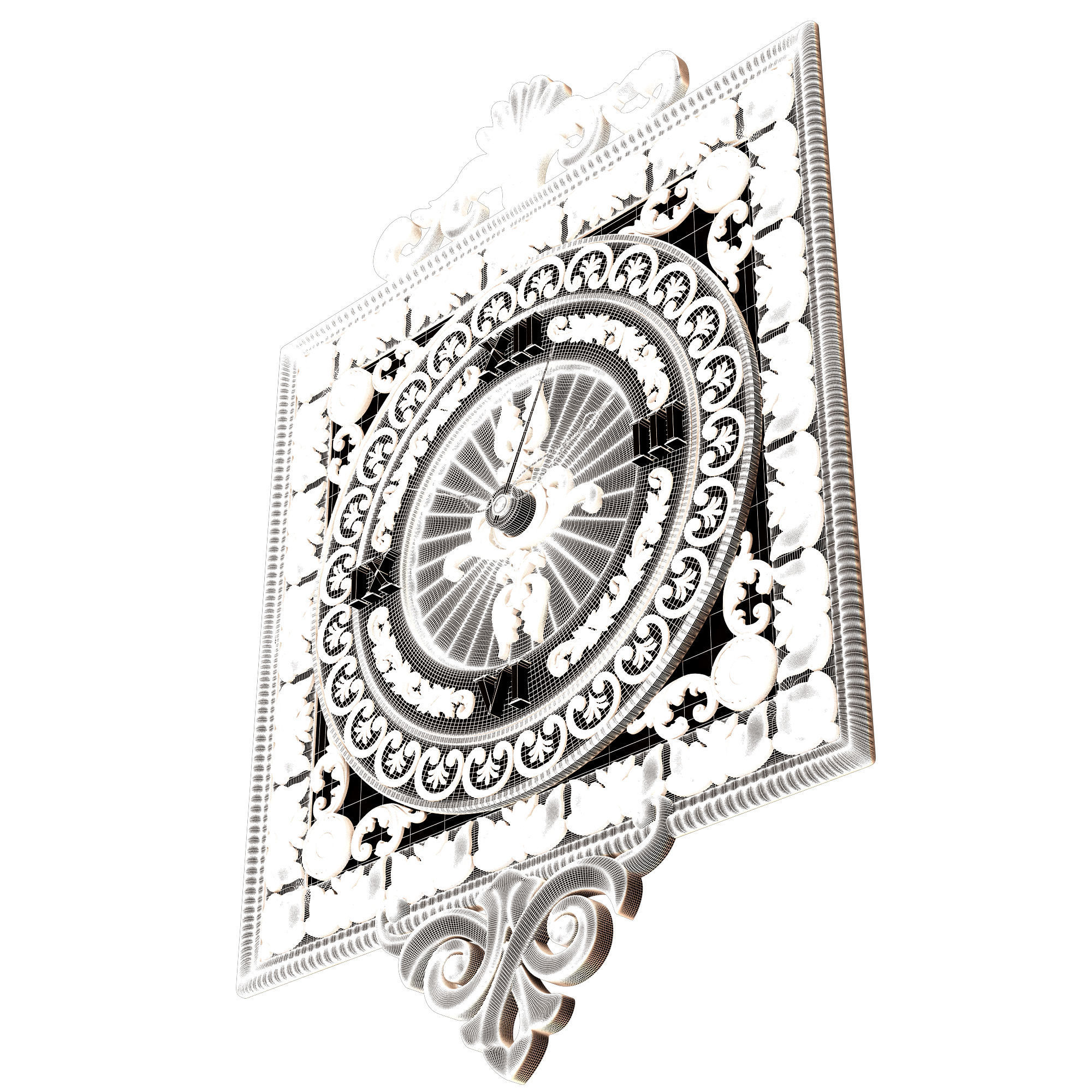 Classic Wall Clock 04 Gold Low-poly 3D model_10