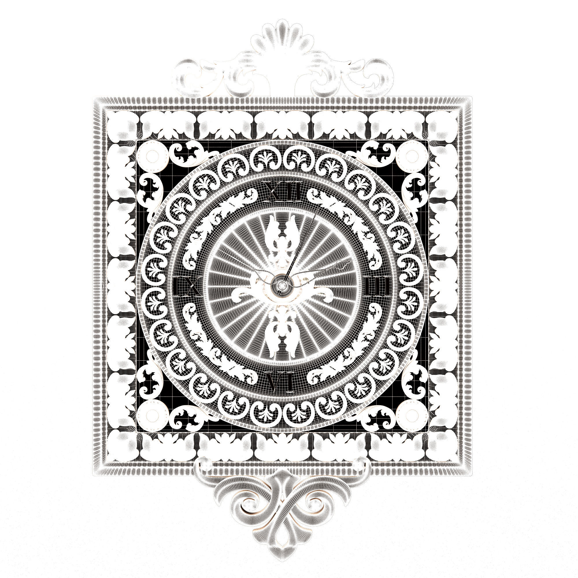 Classic Wall Clock 04 Gold Low-poly 3D model_6