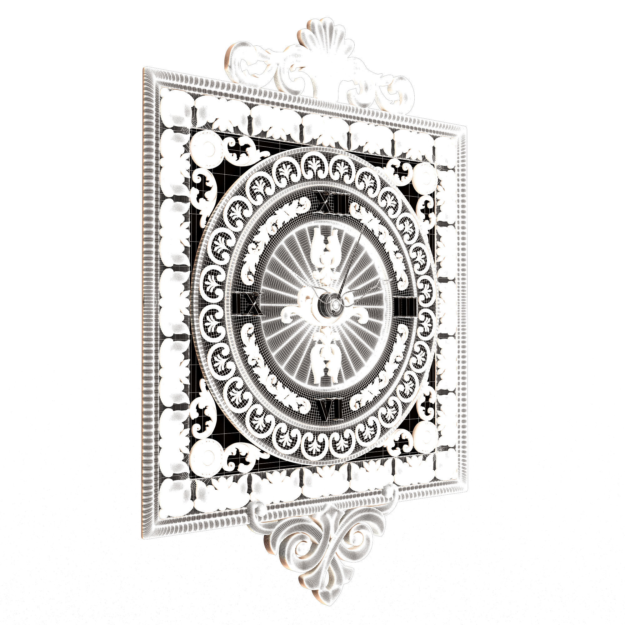 Classic Wall Clock 04 Gold Low-poly 3D model_9