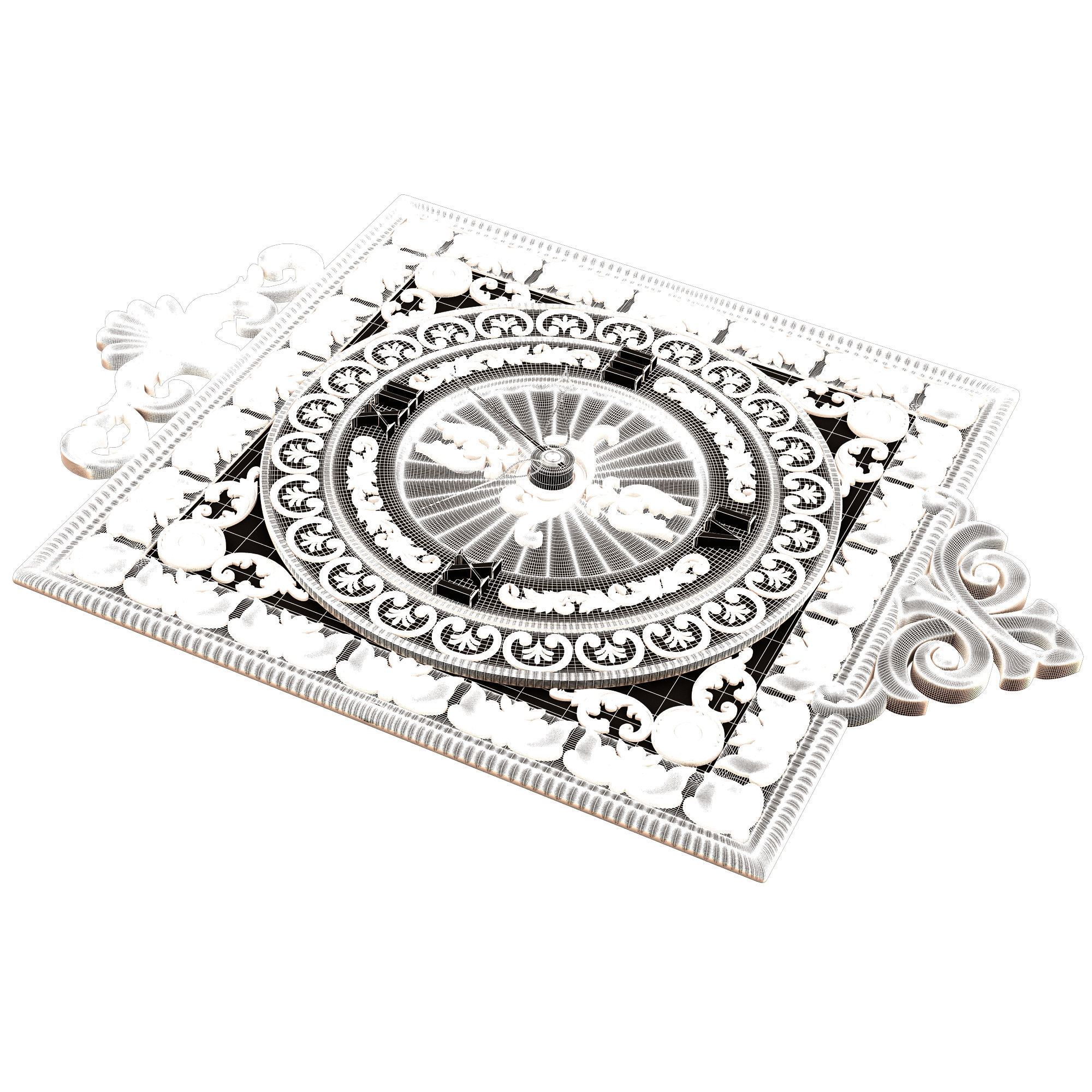 Classic Wall Clock 04 Gold Low-poly 3D model_11