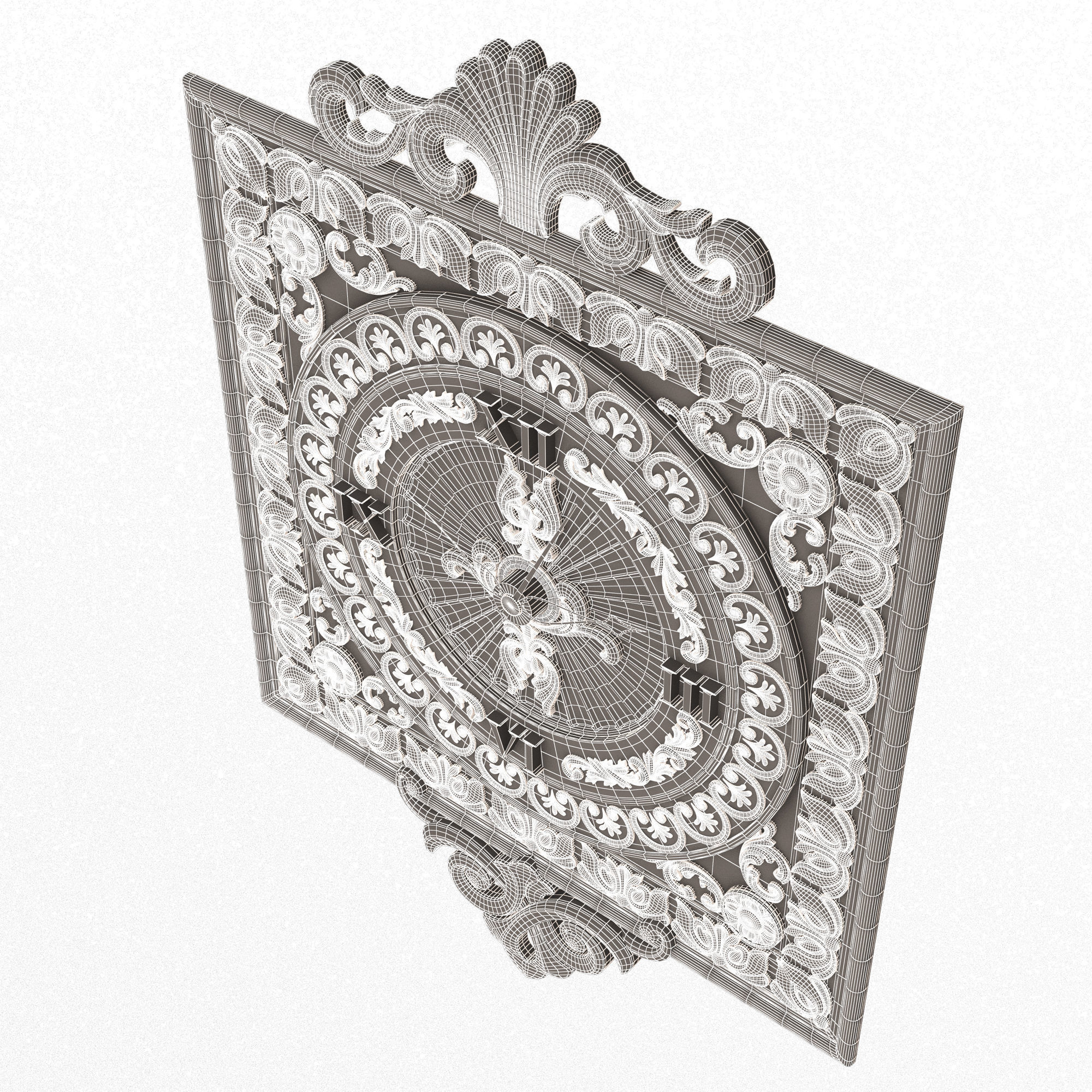 Classic Wall Clock 04 Gold Low-poly 3D model_14