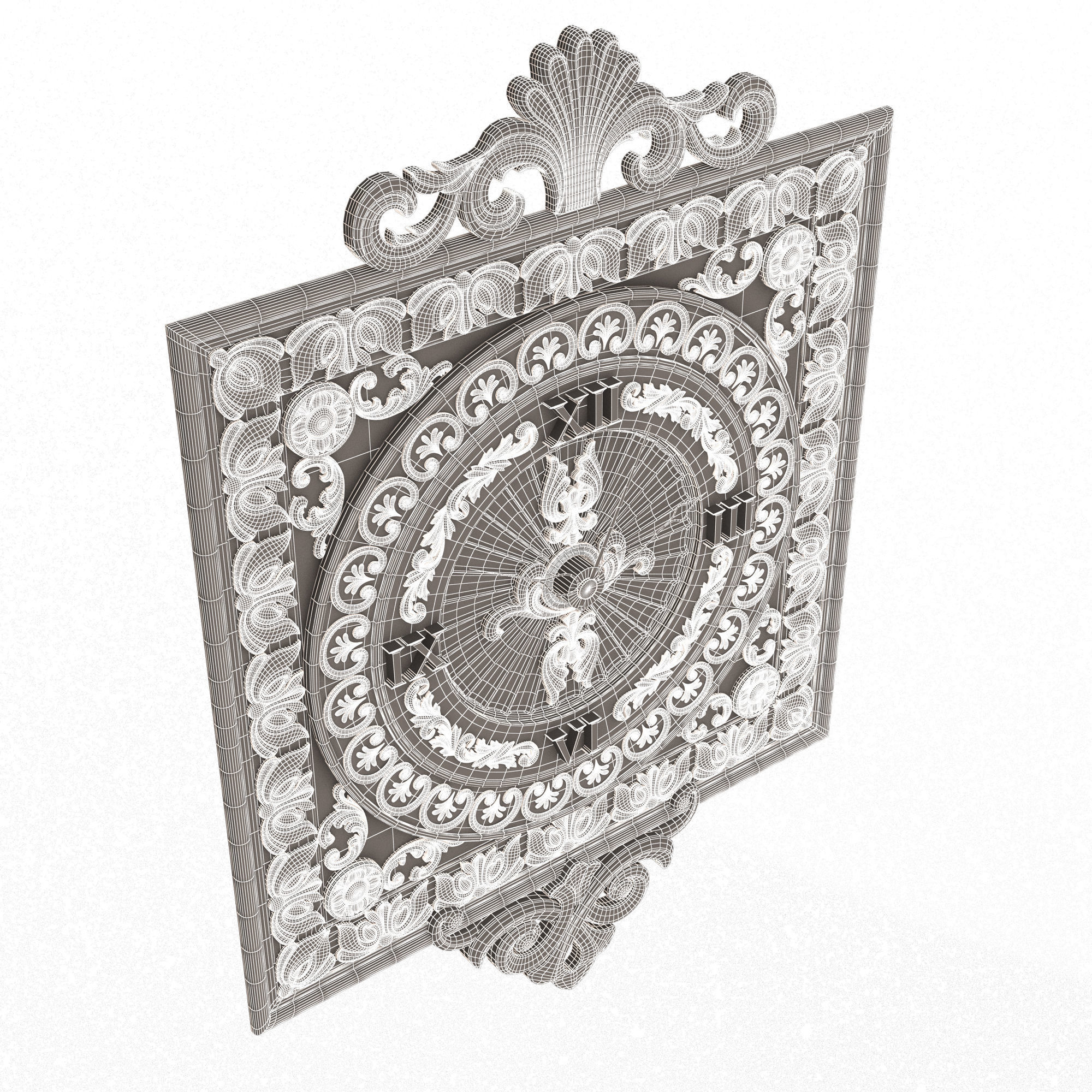 Classic Wall Clock 04 Gold Low-poly 3D model_13