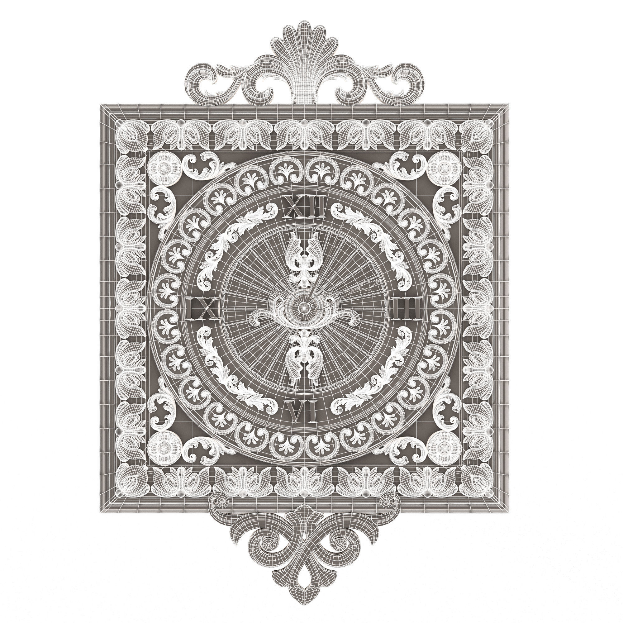 Classic Wall Clock 04 Gold Low-poly 3D model_12