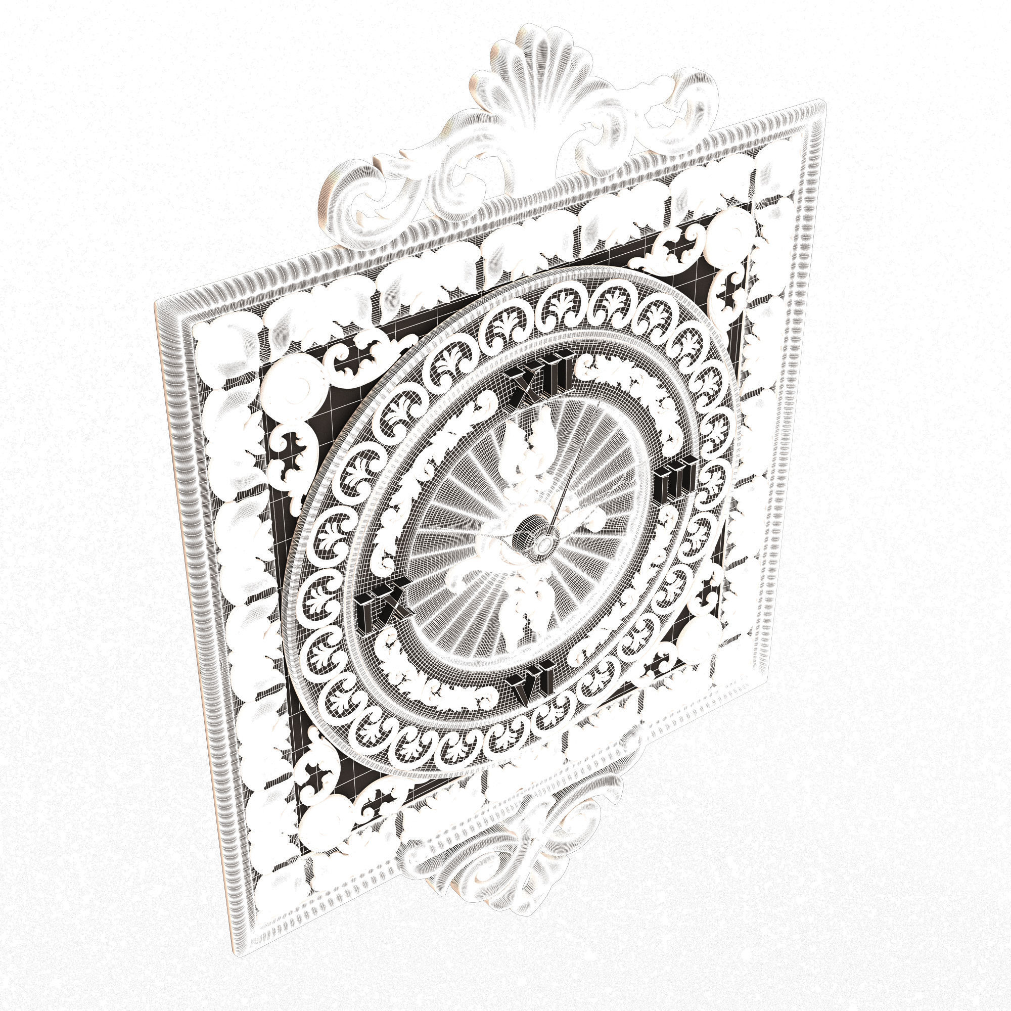 Classic Wall Clock 04 Gold Low-poly 3D model_7