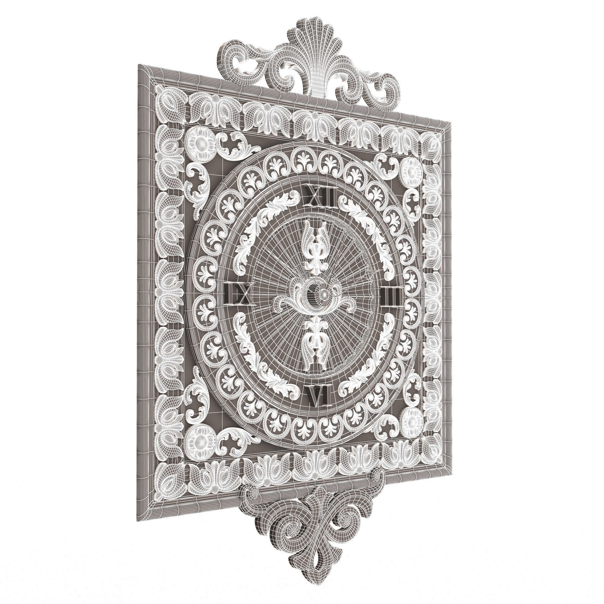 Classic Wall Clock 04 Gold Low-poly 3D model_15