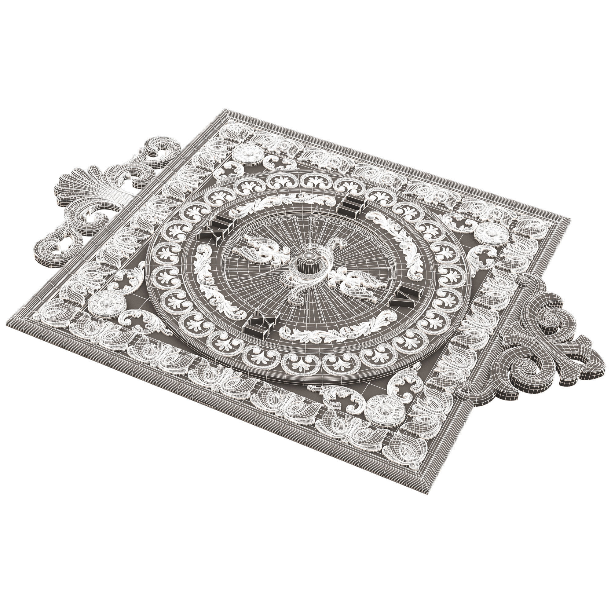 Classic Wall Clock 04 Gold Low-poly 3D model_17