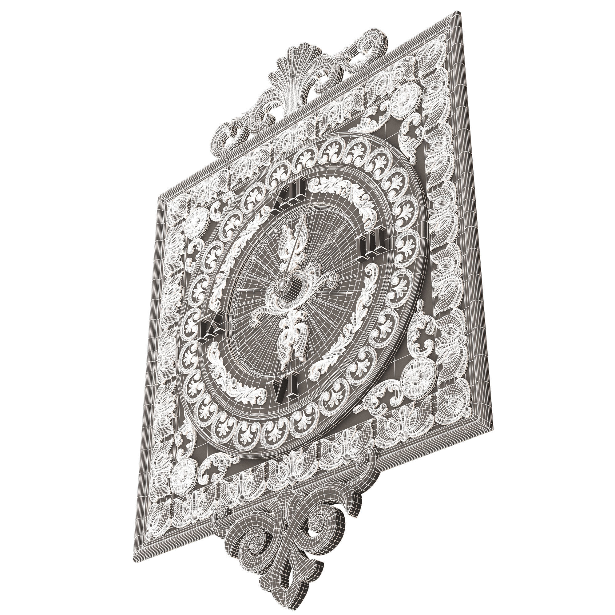 Classic Wall Clock 04 Gold Low-poly 3D model_16