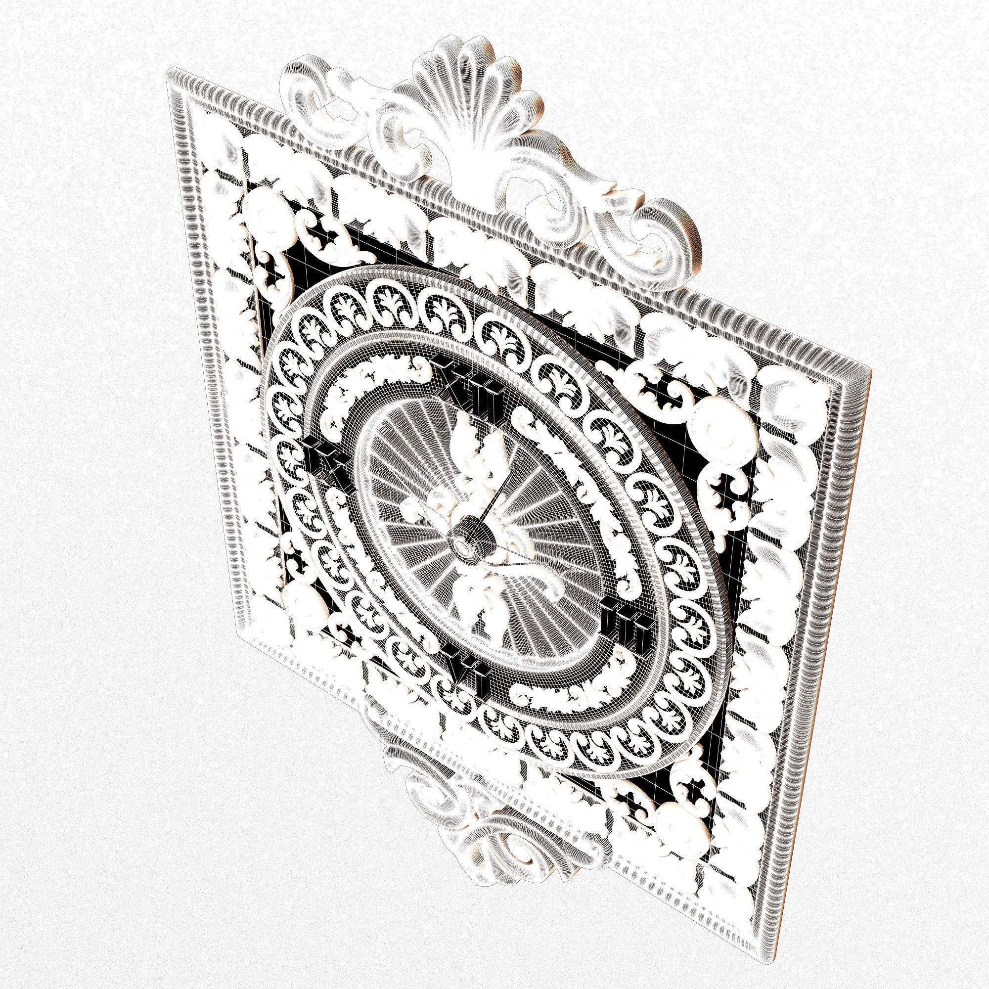 Classic Wall Clock 04 Gold Low-poly 3D model_8