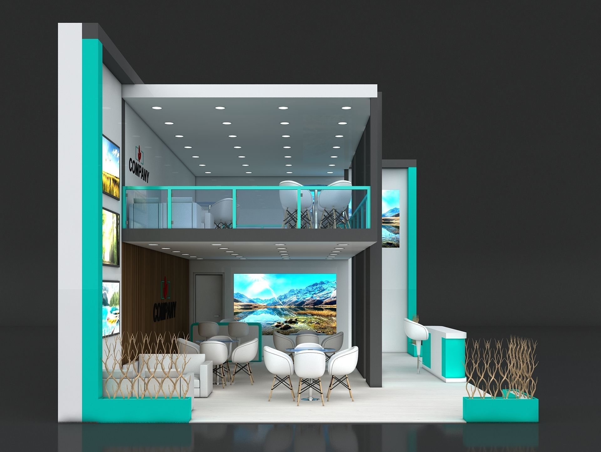 Exhibition Stand Stall 10x6m Height 500 cm 2 Side Open 3D model_3