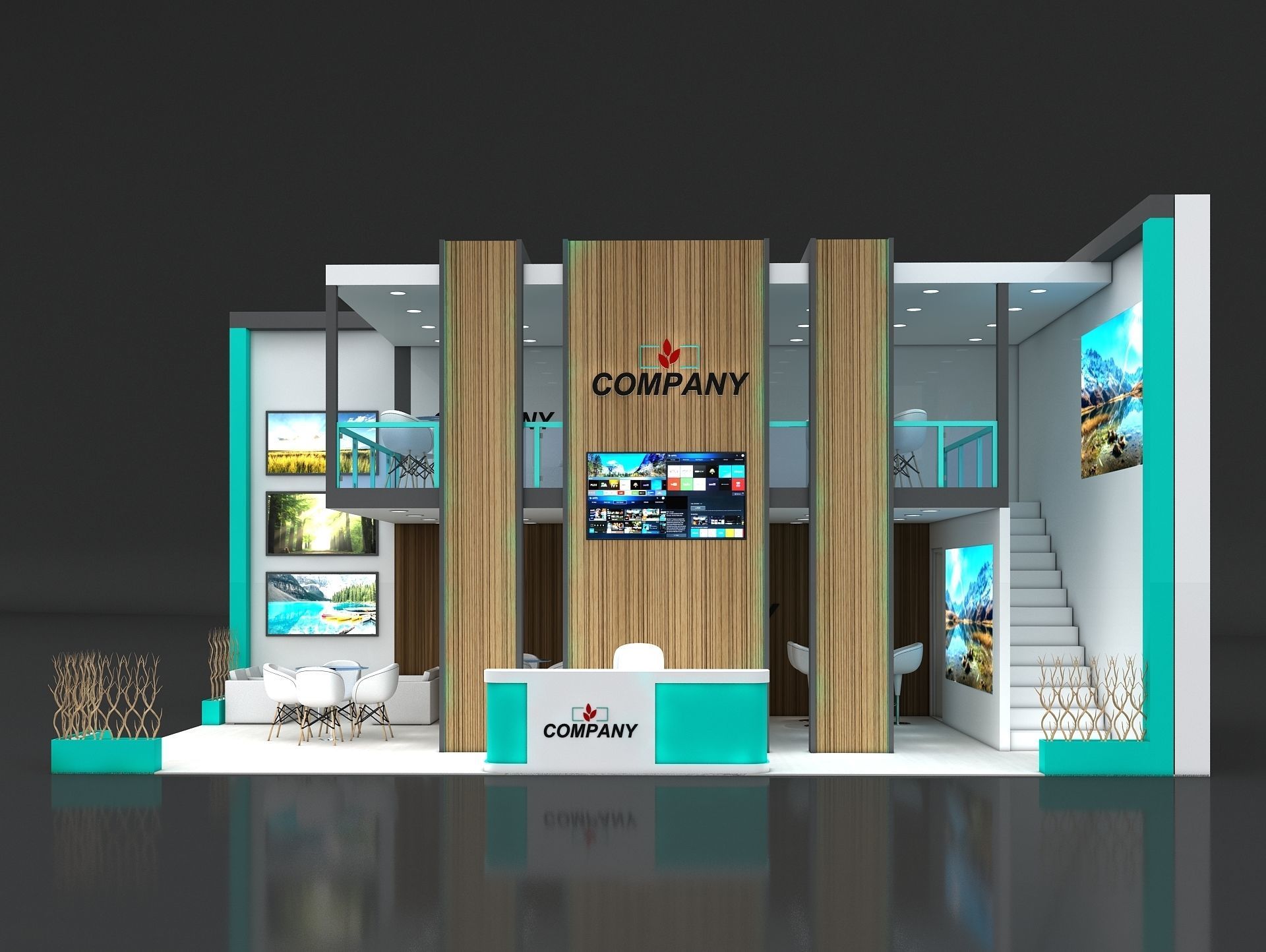 Exhibition Stand Stall 10x6m Height 500 cm 2 Side Open 3D model_2