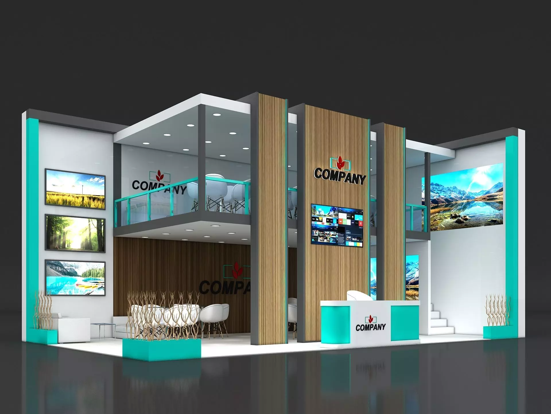 Exhibition Stand Stall 10x6m Height 500 cm 2 Side Open 3D model_0