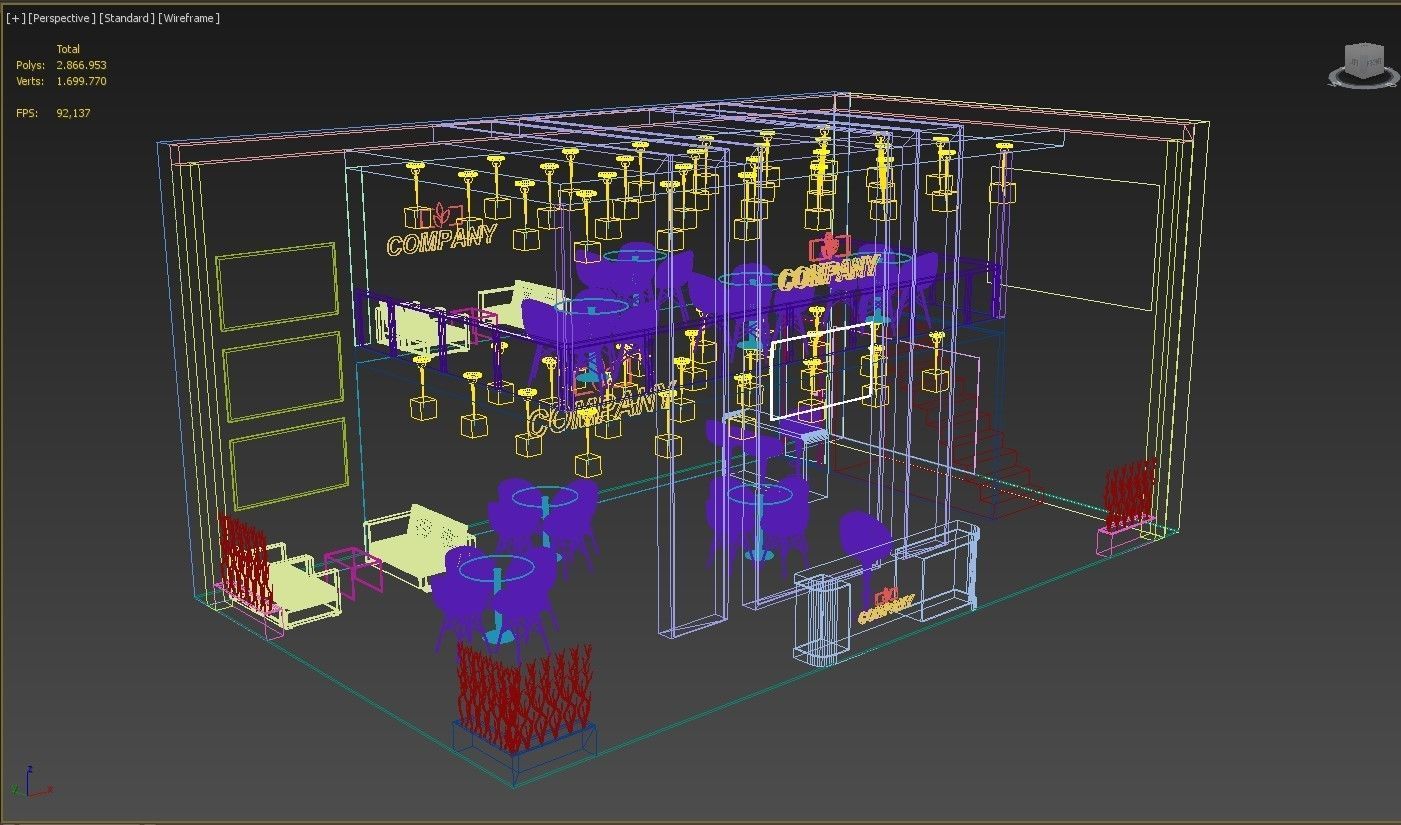 Exhibition Stand Stall 10x6m Height 500 cm 2 Side Open 3D model_7