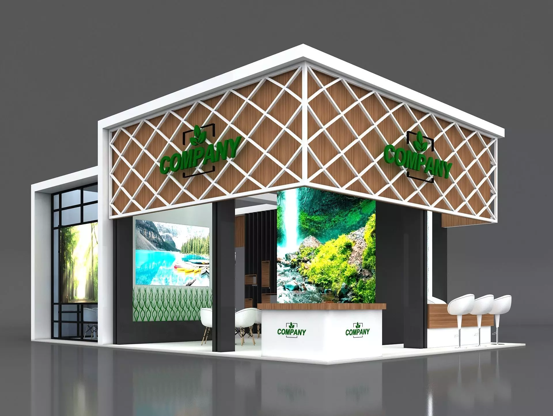 Exhibition Stand Booth 10x7m Height 500cm 4 Side Open 3D model_0