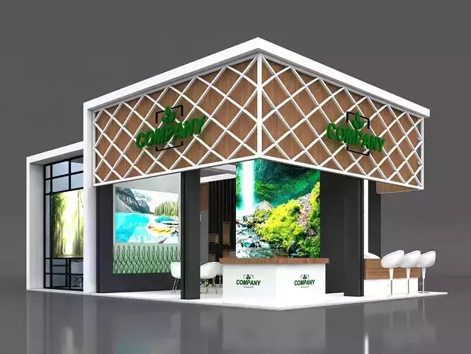Exhibition Stand Booth 10x7m Height 500cm 4 Side Open 3D model