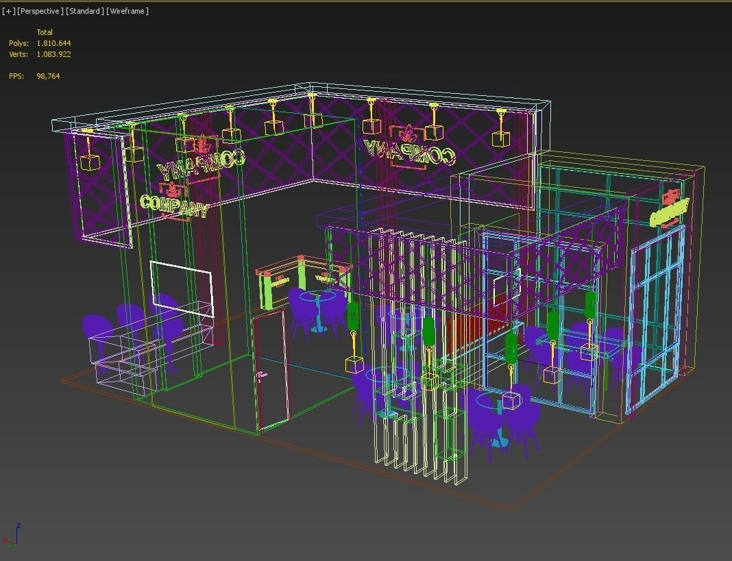 Exhibition Stand Booth 10x7m Height 500cm 4 Side Open 3D model_10