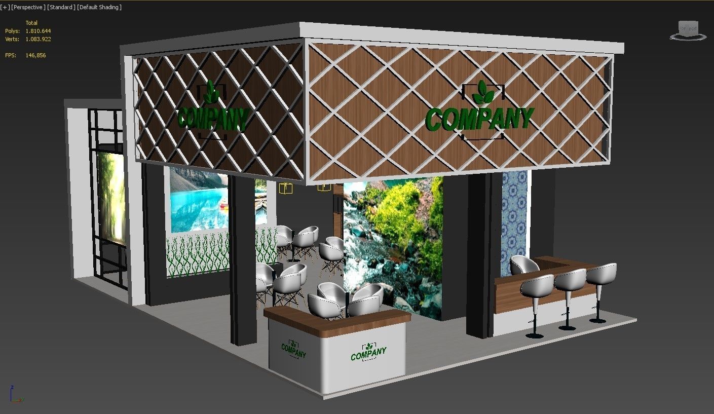 Exhibition Stand Booth 10x7m Height 500cm 4 Side Open 3D model_8